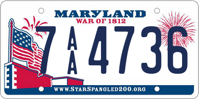 MD license plate 7AA4736