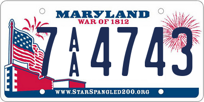 MD license plate 7AA4743