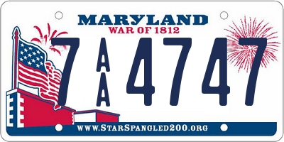 MD license plate 7AA4747