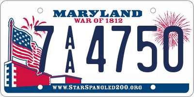 MD license plate 7AA4750