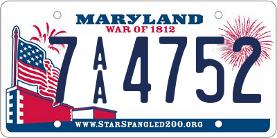 MD license plate 7AA4752