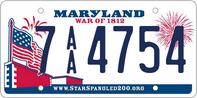 MD license plate 7AA4754