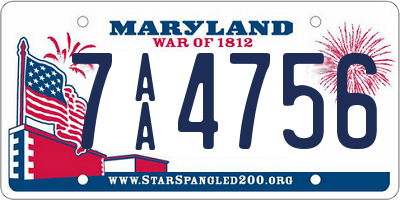 MD license plate 7AA4756