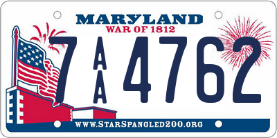 MD license plate 7AA4762