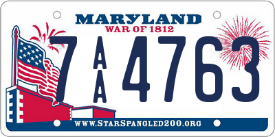 MD license plate 7AA4763