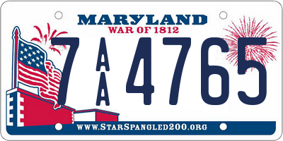 MD license plate 7AA4765