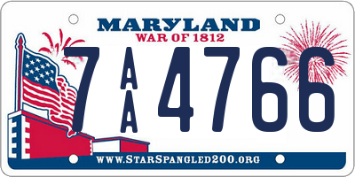 MD license plate 7AA4766