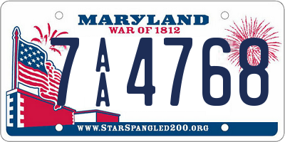 MD license plate 7AA4768