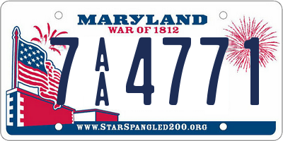 MD license plate 7AA4771