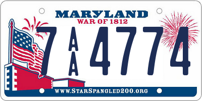 MD license plate 7AA4774