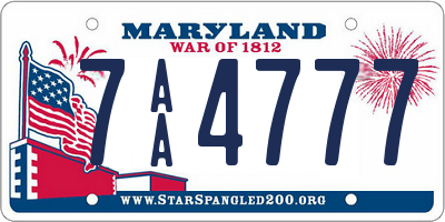 MD license plate 7AA4777