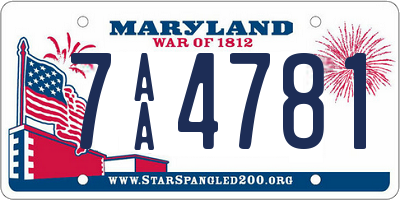 MD license plate 7AA4781