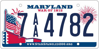 MD license plate 7AA4782