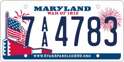 MD license plate 7AA4783