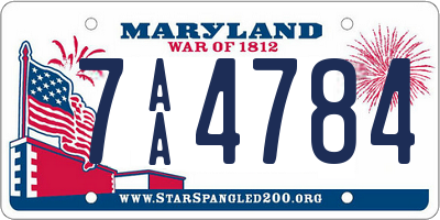 MD license plate 7AA4784