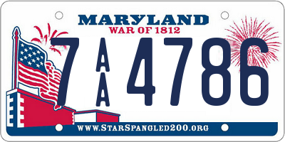 MD license plate 7AA4786