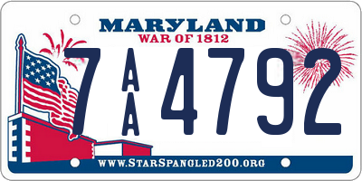 MD license plate 7AA4792