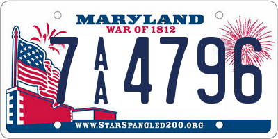 MD license plate 7AA4796