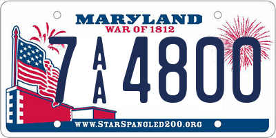 MD license plate 7AA4800