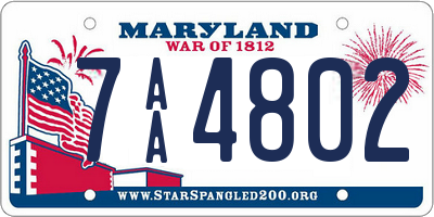 MD license plate 7AA4802