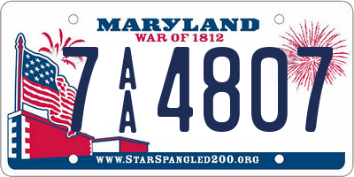 MD license plate 7AA4807