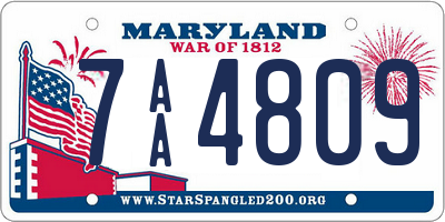 MD license plate 7AA4809