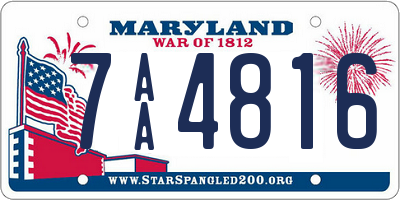 MD license plate 7AA4816