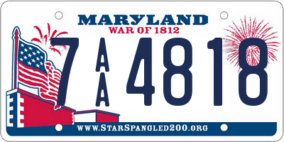 MD license plate 7AA4818