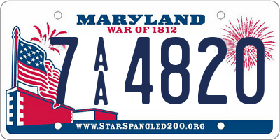 MD license plate 7AA4820