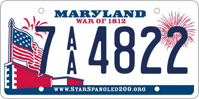 MD license plate 7AA4822