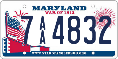 MD license plate 7AA4832