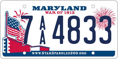 MD license plate 7AA4833