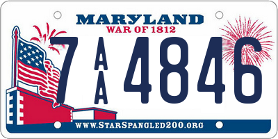 MD license plate 7AA4846