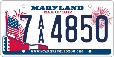 MD license plate 7AA4850