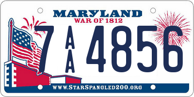 MD license plate 7AA4856