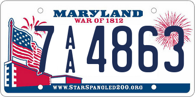 MD license plate 7AA4863