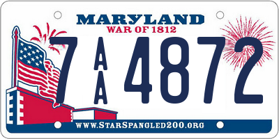 MD license plate 7AA4872