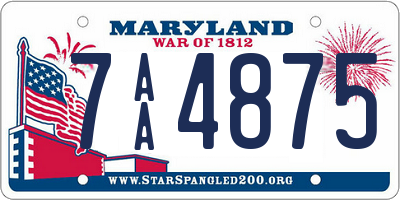 MD license plate 7AA4875