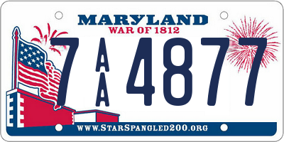 MD license plate 7AA4877