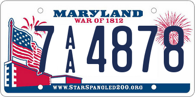 MD license plate 7AA4878