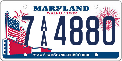 MD license plate 7AA4880