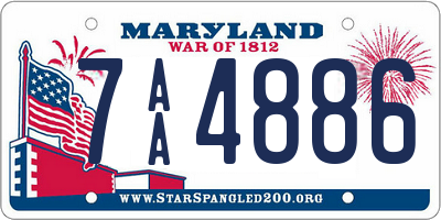 MD license plate 7AA4886