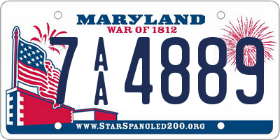 MD license plate 7AA4889