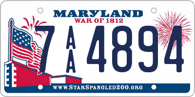 MD license plate 7AA4894