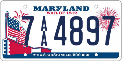 MD license plate 7AA4897