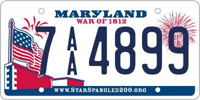 MD license plate 7AA4899