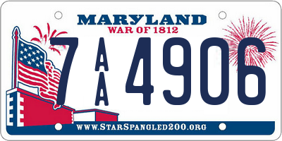 MD license plate 7AA4906