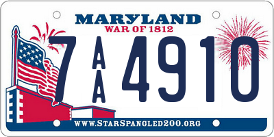 MD license plate 7AA4910