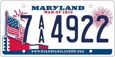 MD license plate 7AA4922