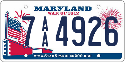 MD license plate 7AA4926